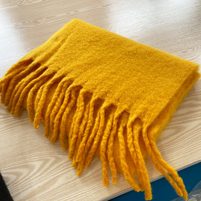 2+ Solid Color Tassel Mohair Scarves
