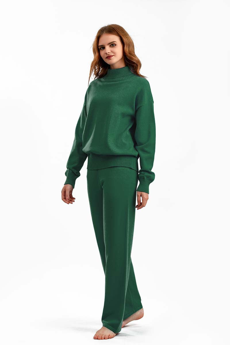 2+Solid Color High Collar Knit Sets