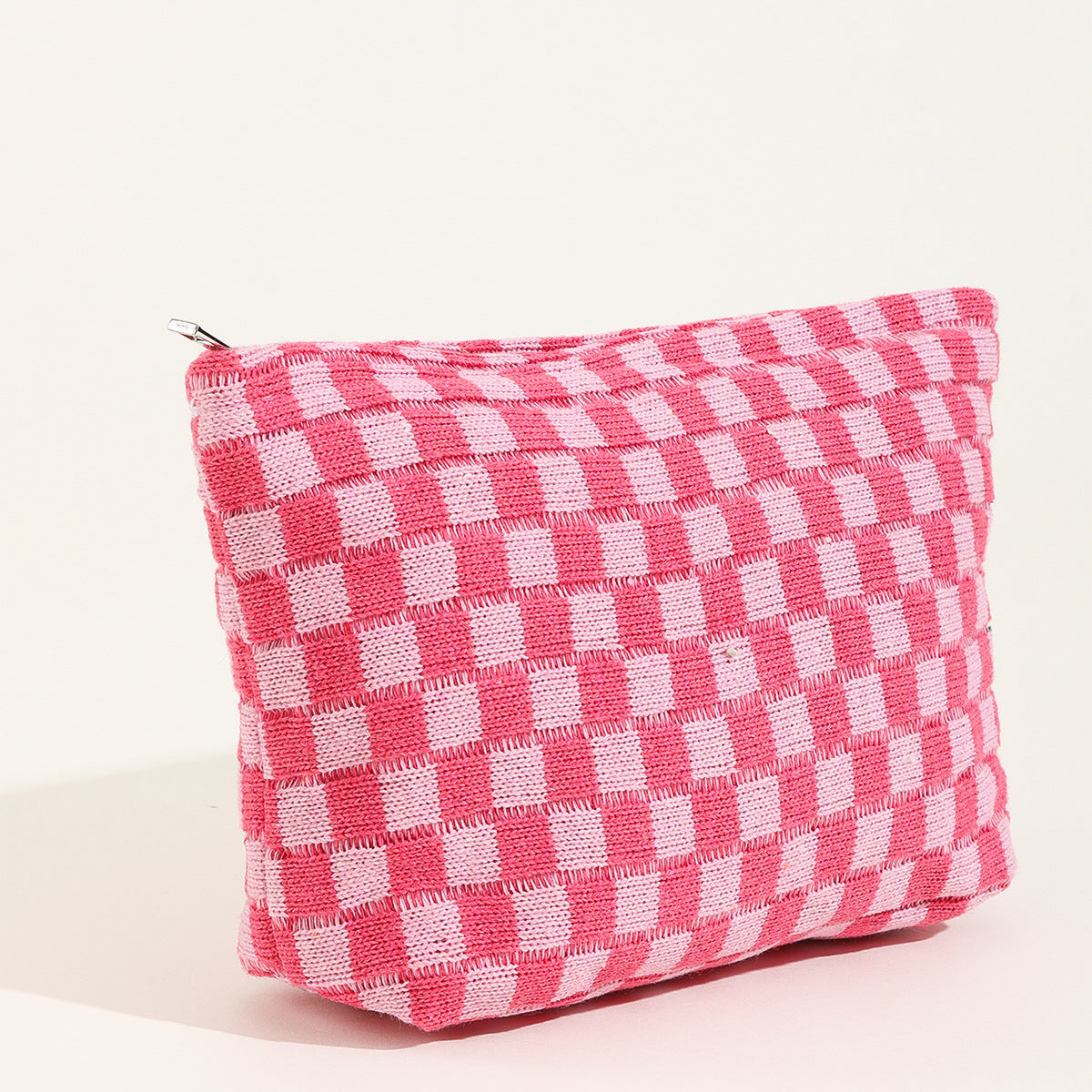 Plaid Color Block Lage Capacity Make Up Bag