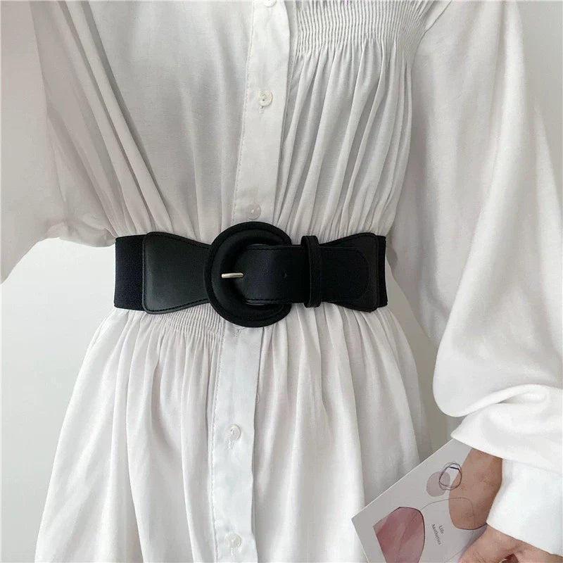 Vintage Black Stretchy Adjustable Wide Waist Belt