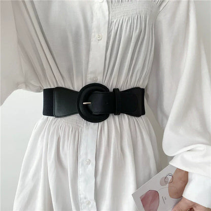 Vintage Black Stretchy Adjustable Wide Waist Belt
