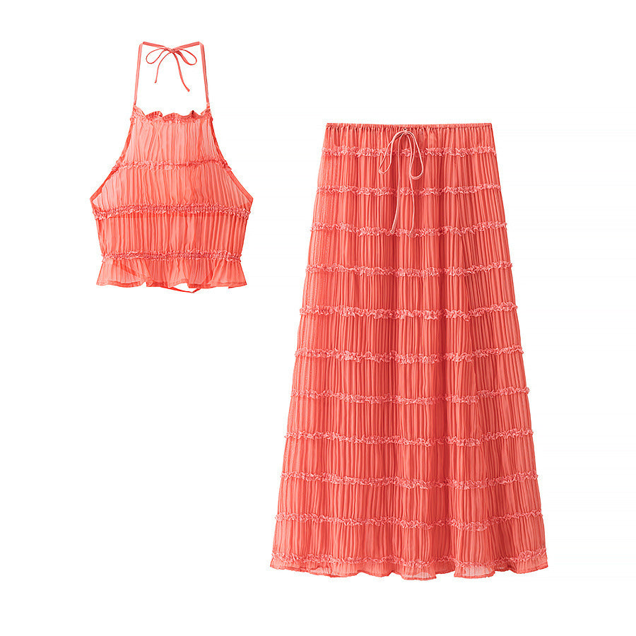 Sexy Ruched Cami Top and Skirt Sets