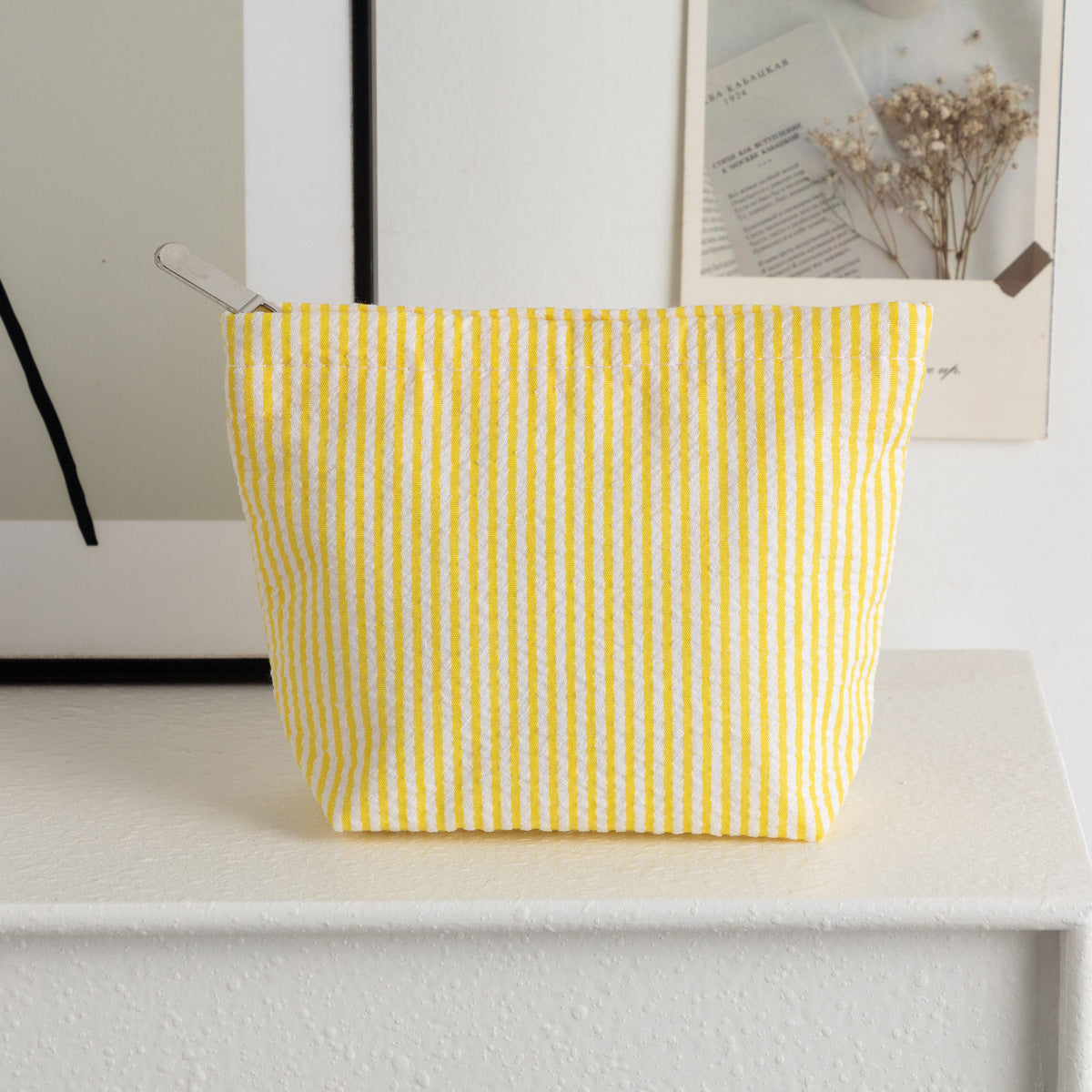 Simple Striped Color Block Makeup Bag