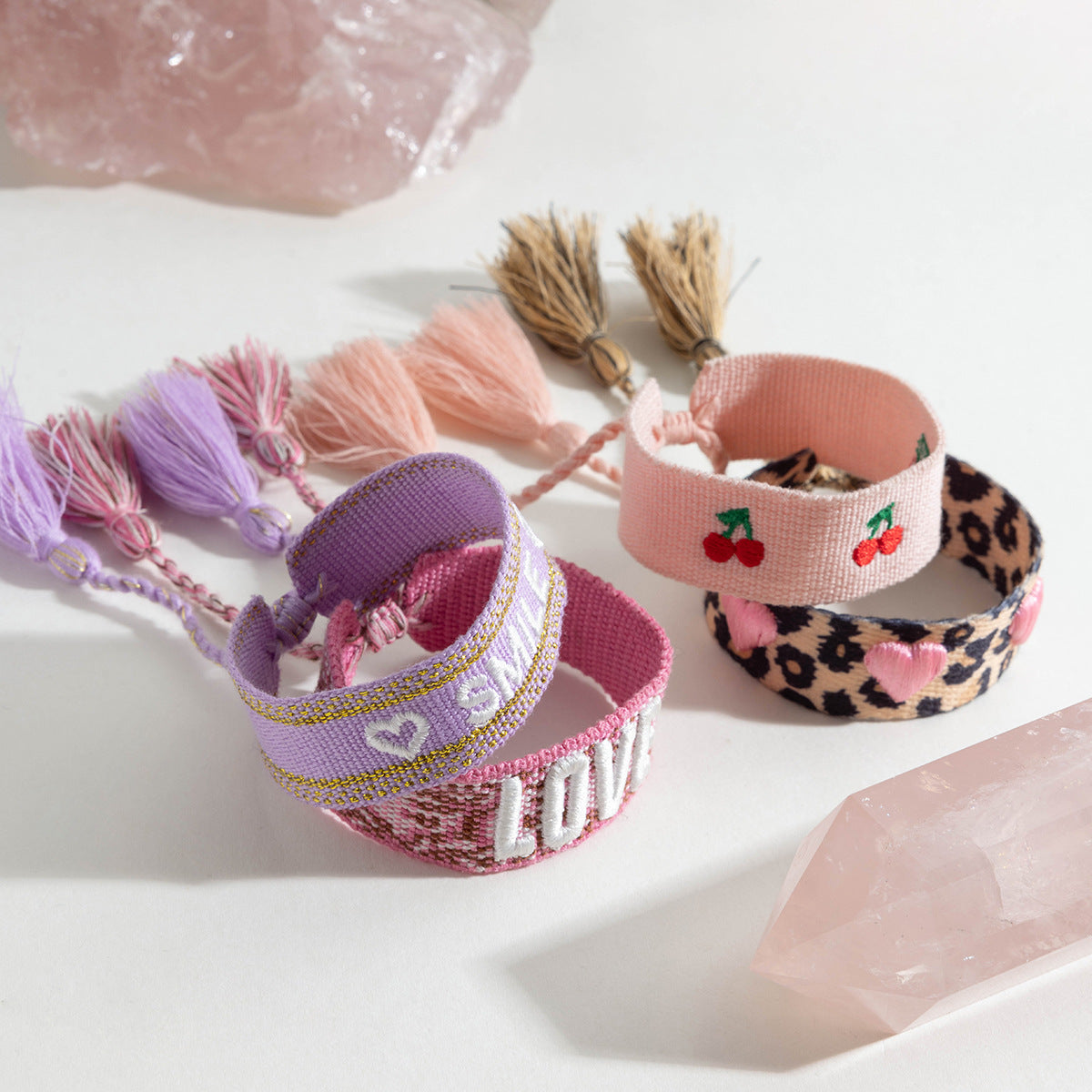 Cute Letter Print Braided Tassel Bracelet