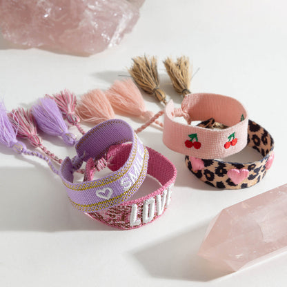 Cute Letter Print Braided Tassel Bracelet