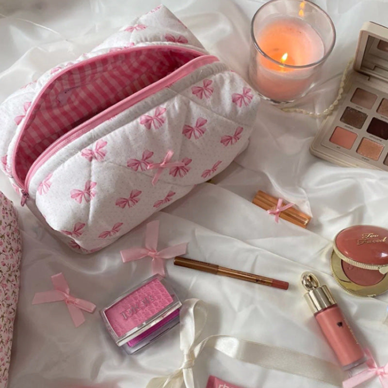 Sweet Butterfly Print Puffer Make Up Bag