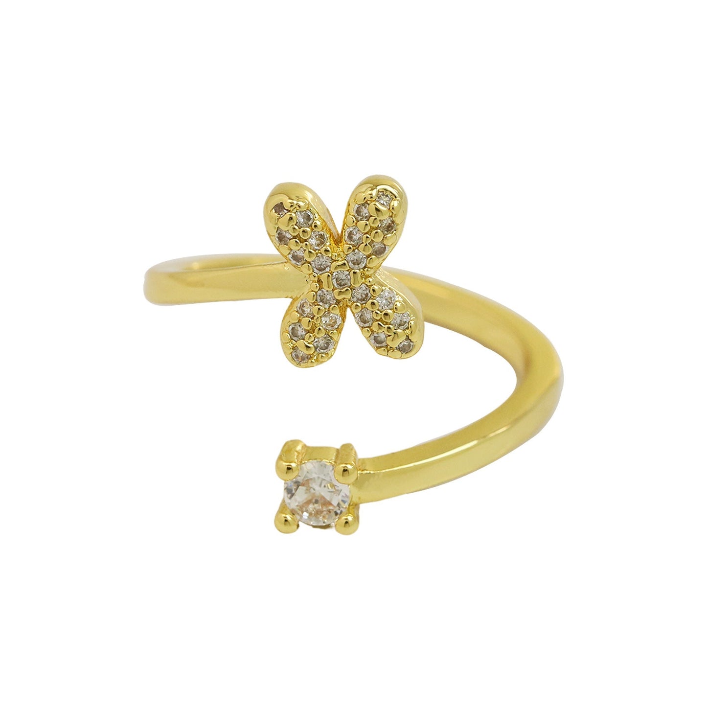 Letters A–Z Sparkling Zircon Adjustable Ring