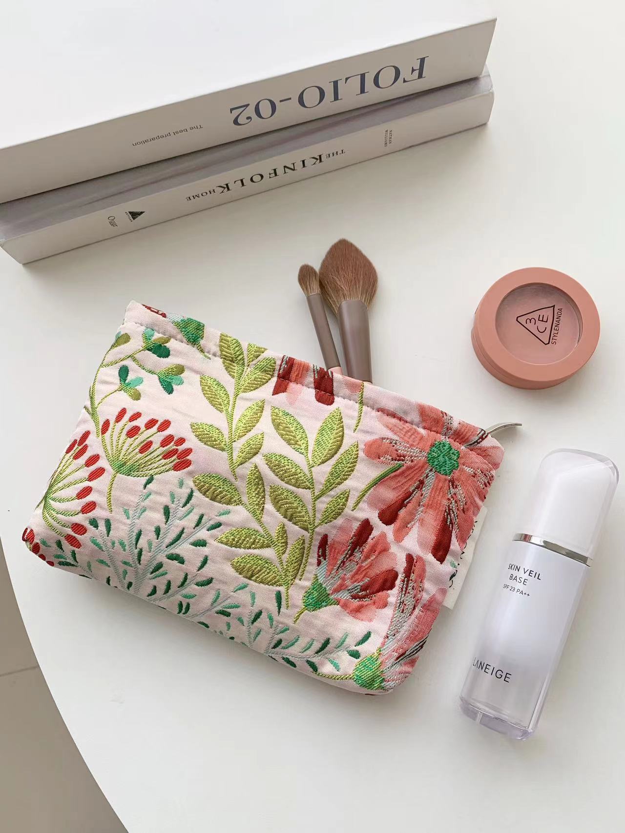 Colorful Large Capacity Flower Print Makeup Bag