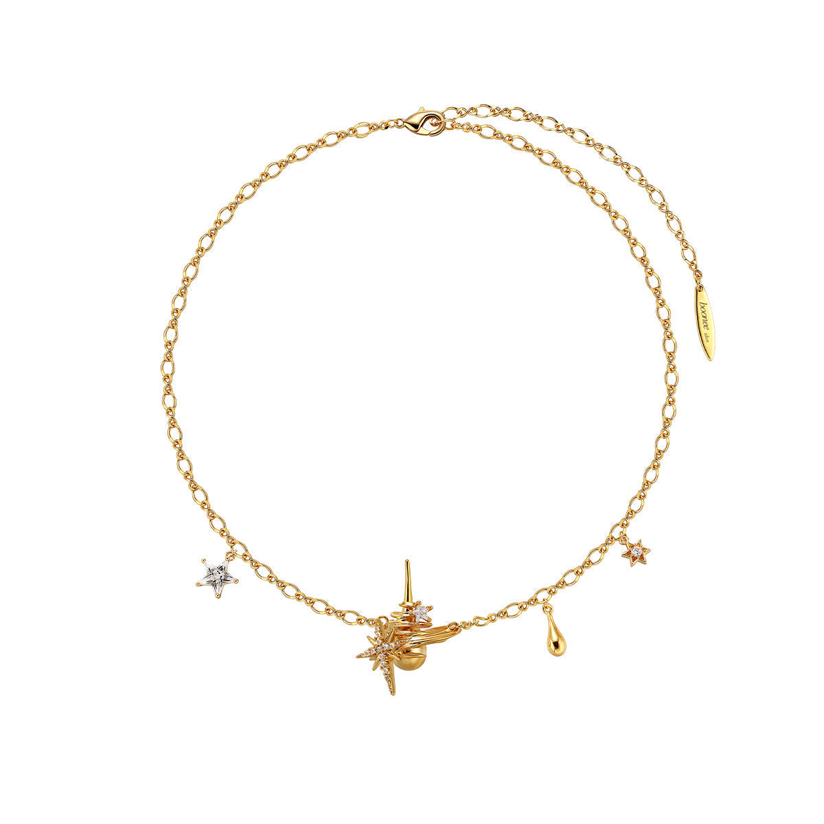 Starlight Orbit Shimmering Star Pendant Necklace
