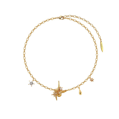 Starlight Orbit Shimmering Star Pendant Necklace