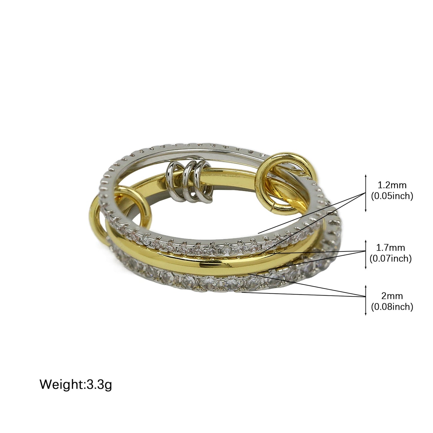 Color Block Rhinestone Interlocking Stackable Rings