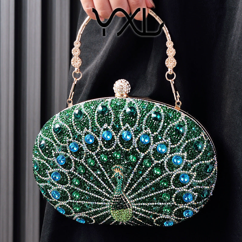 Peacock Rhinestone Elegant Party Evening Handbag