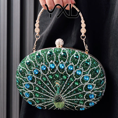 Peacock Rhinestone Elegant Party Evening Handbag