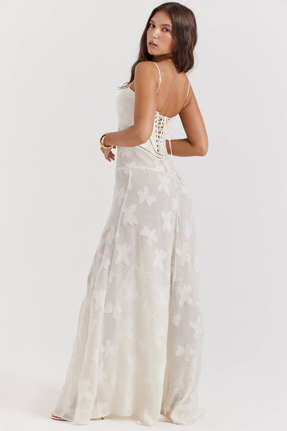 Backless String Tie Lace Sexy Long Dress