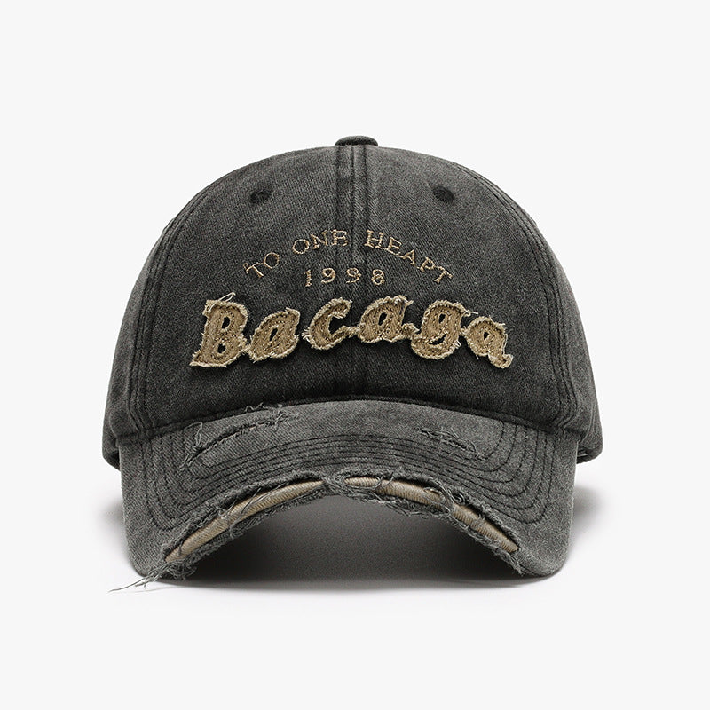 Distressed Washed Letter Embroidered Baseball Cap