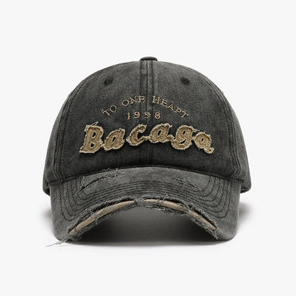 Distressed Washed Letter Embroidered Baseball Cap