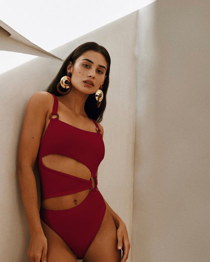 Sexy Hollow Out Solid Color One Piece Swimwear