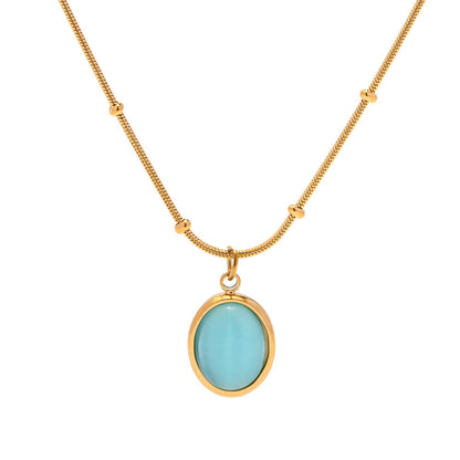 Vintage Blue Stone Pendant Necklace