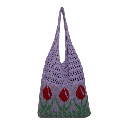 Vintage Flower Jacquard Knit SHoulder Bag