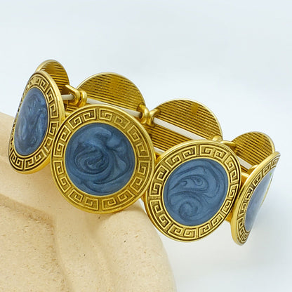 Retro Enamel Round Stretch Bangle Bracelet