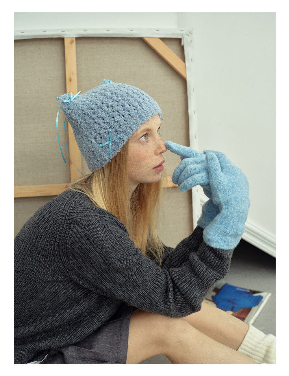 Solid Color Cute Plushed Knit Gloves