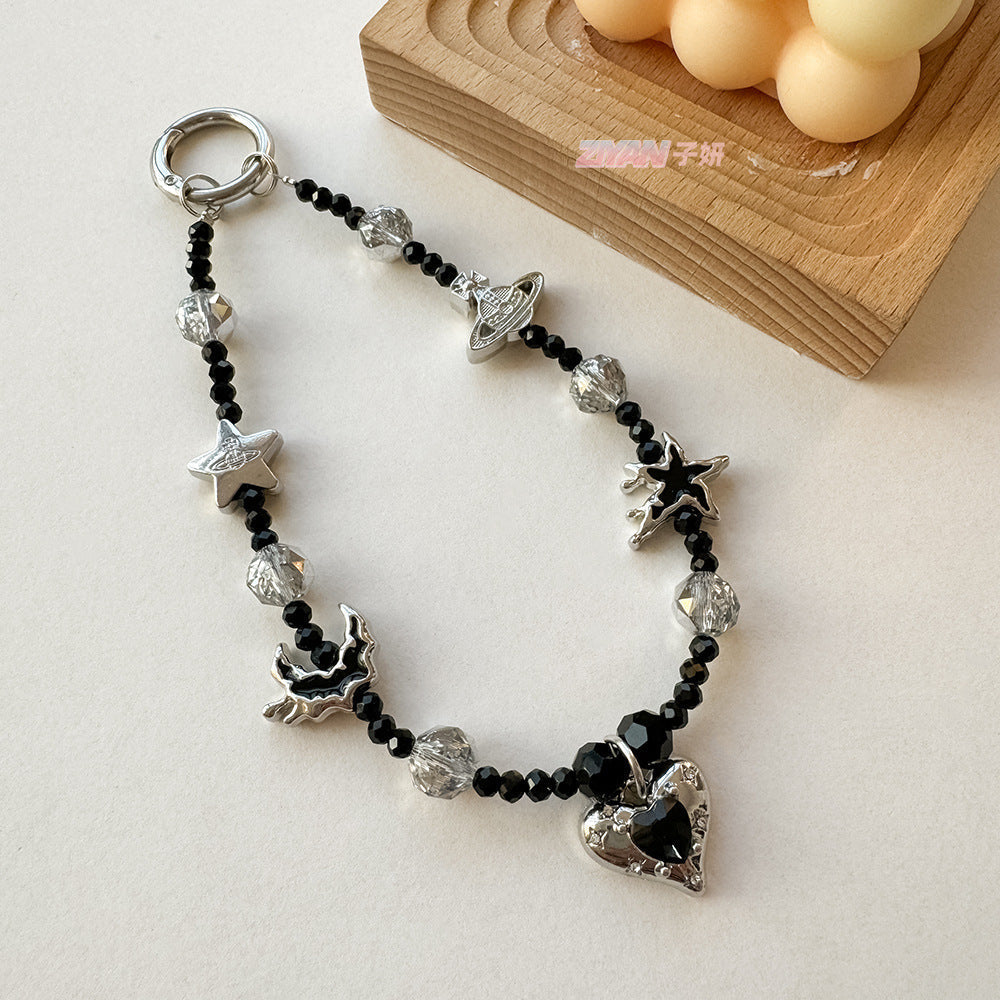 Color Block Love Crystal Beads Bag Charm