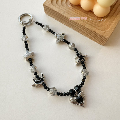 Color Block Love Crystal Beads Bag Charm