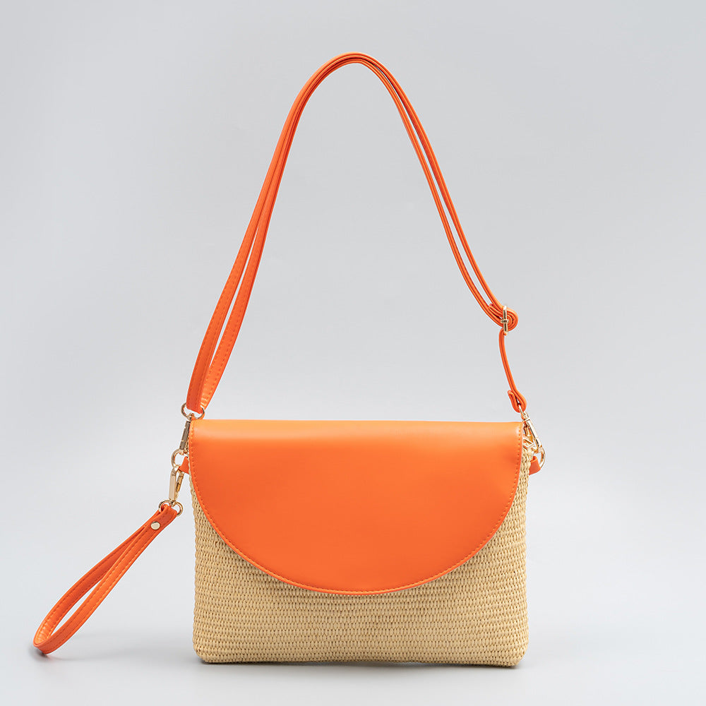 Woven Contrast Color Shoulder Bags