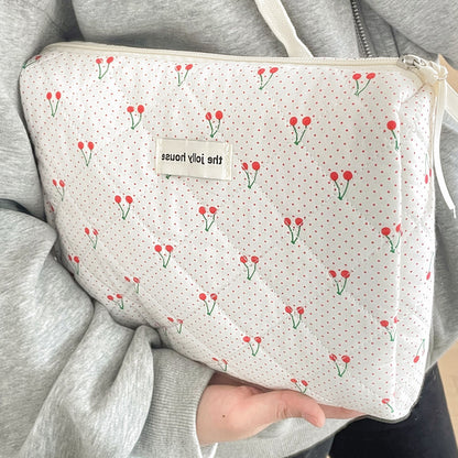 Polka Dot Cherry Print Make Up Bag