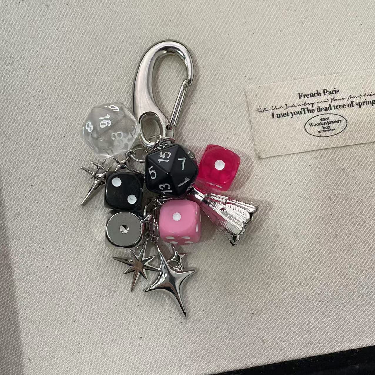 Simple Dice Star Braided Keychain Bag Charm