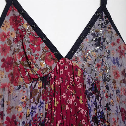 Casual Printed Spaghetti Strap Maxi Dress