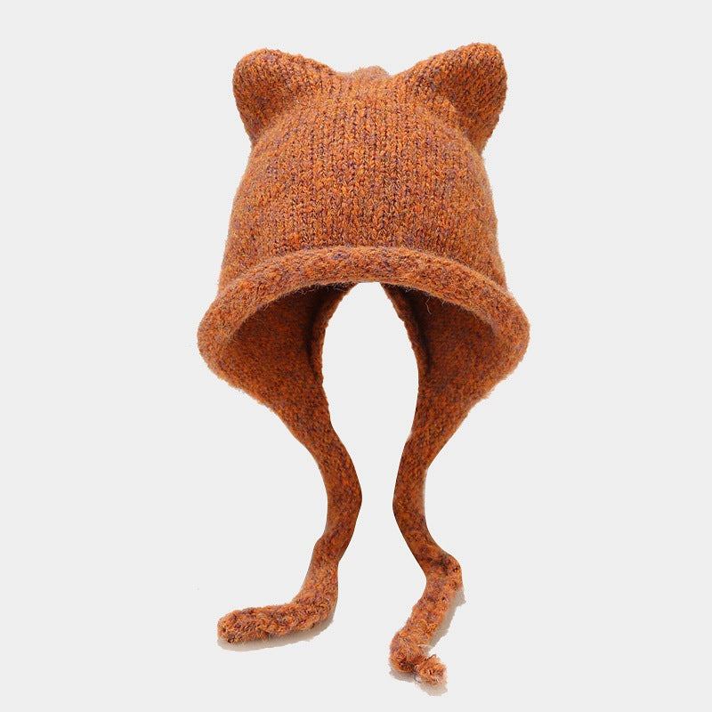 Cute Cat Ear Thermal Knit Beanie Hat