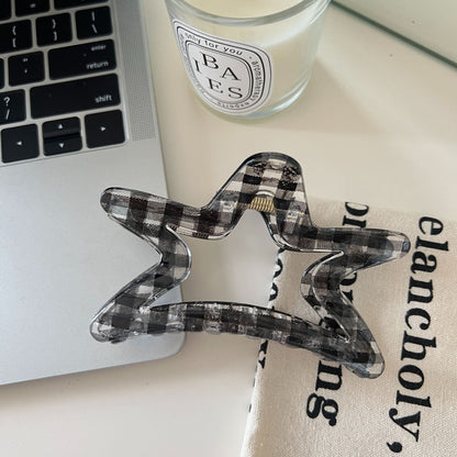 Black Plaid Geometric Sheer Hair Claw