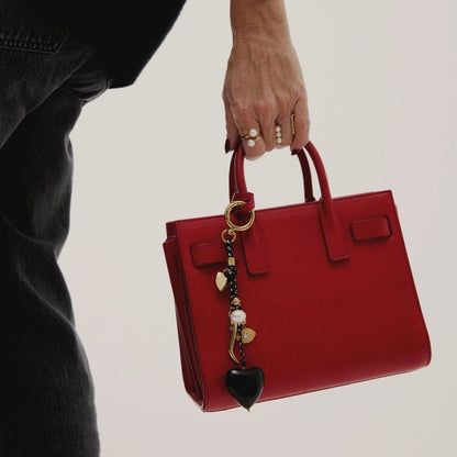 Elegant Heart Pearl Keychain Bag Charm