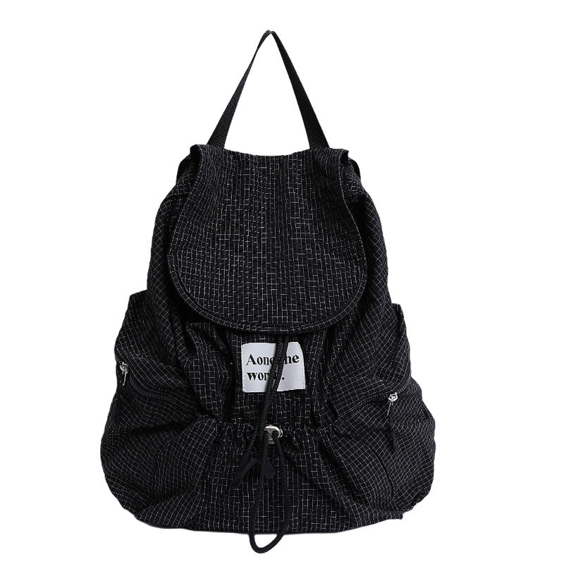 Casual Plaid Drawstring Large Capacity Backpack