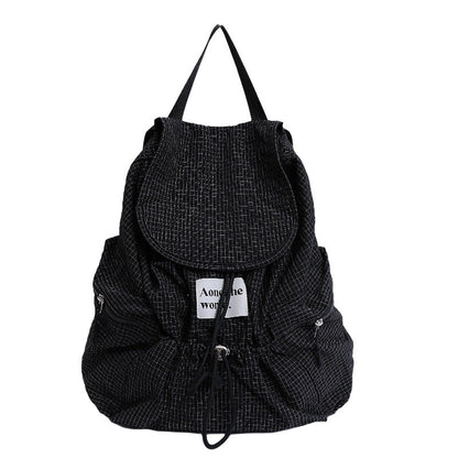Casual Plaid Drawstring Large Capacity Backpack