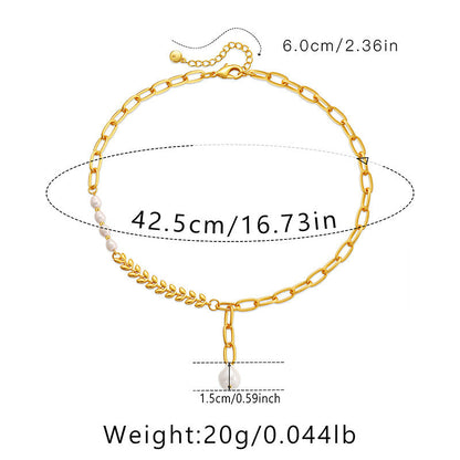 Pearl Wheat Bead Chain Splicing Necklace