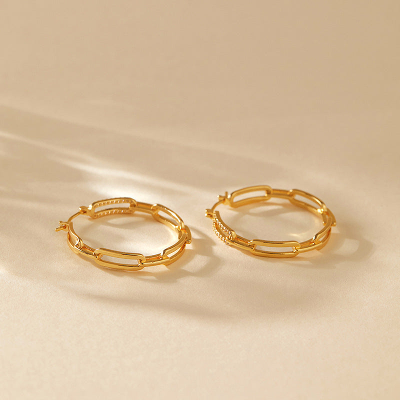 Large Vintage Plain Gold Hoop Earrings