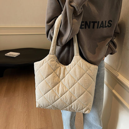 Solid Color Large Capacity Puffer Handbag