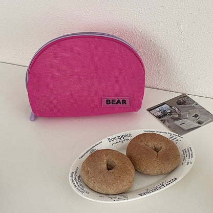 Half Moon Color Block Portable Make Up Bag