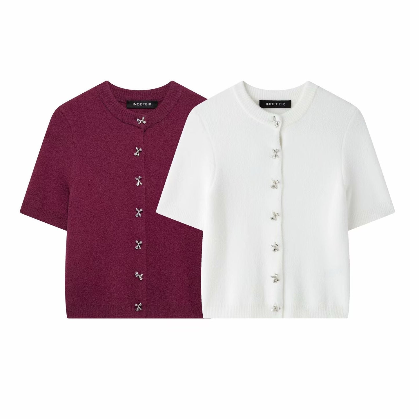 Classic Bow Button Down Knit Cardigan Top