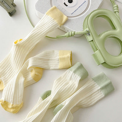 Color Block Ribbed Thin Socks