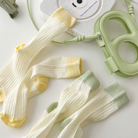 Color Block Ribbed Thin Socks