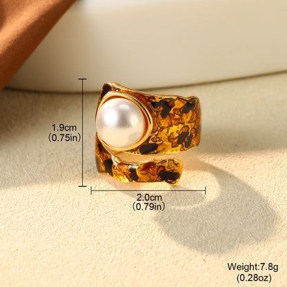 Vintage Enamel Leopard Print Heart Ring