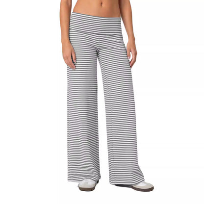 Striped Elastic Waist Sporty Casual Pants