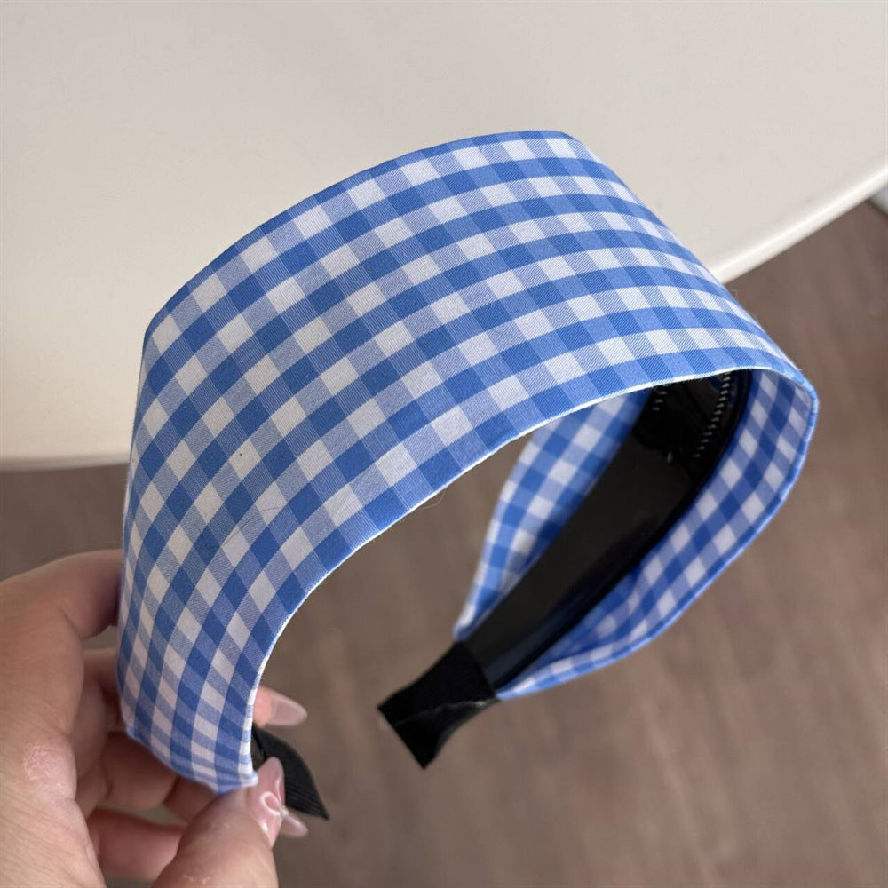 Plaid Rhinestone Simple Wide Headbands