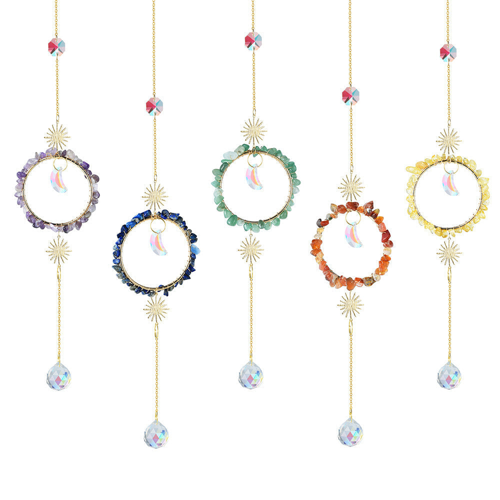 Colorful Stone Cross Crystal Home Hangings