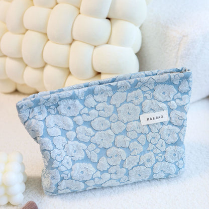 Floral Jacquard Simple Cloudy Cosmetic Bag