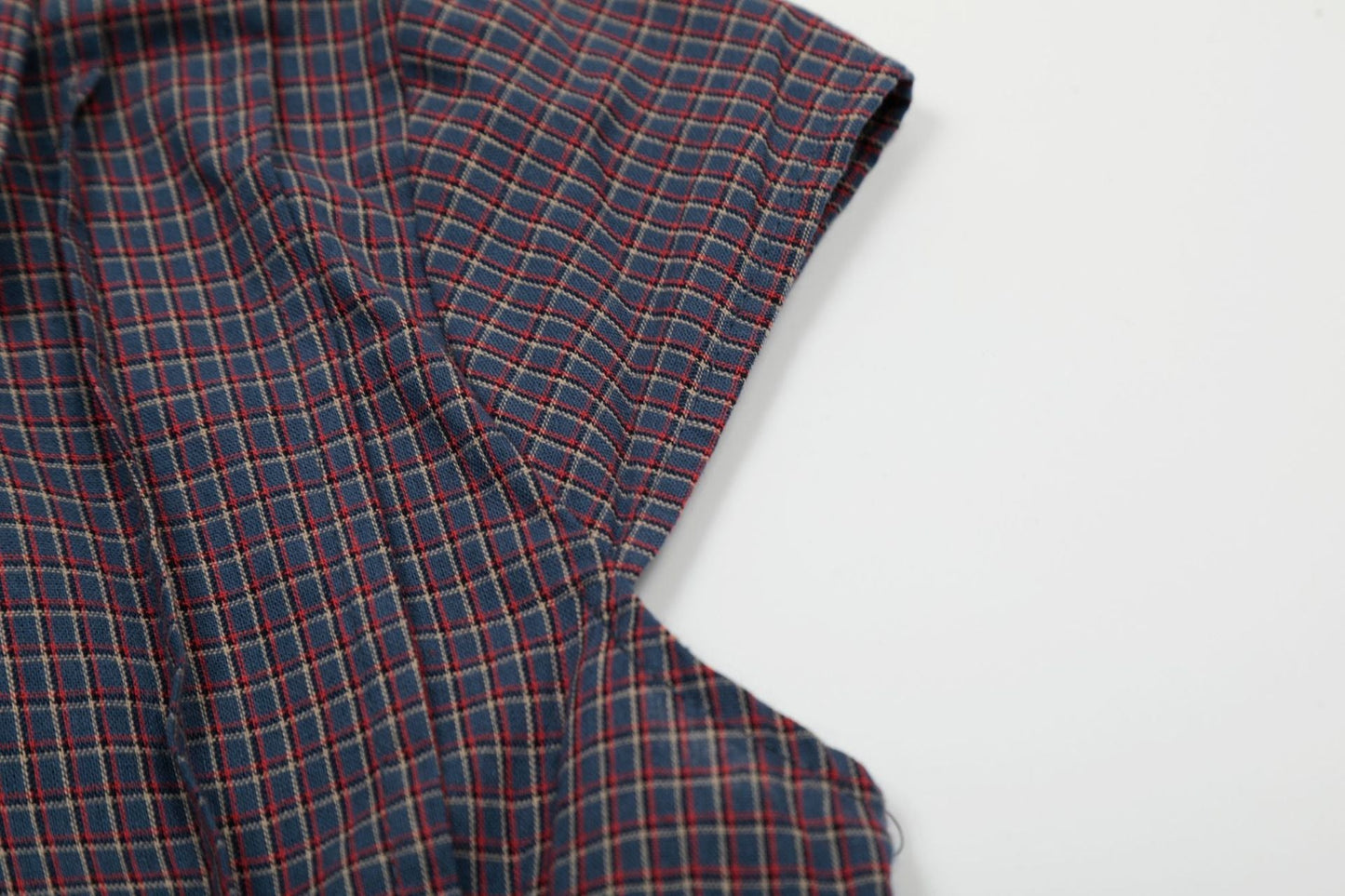 Vintage Lapel Collar Plaid Short Sleeve Top