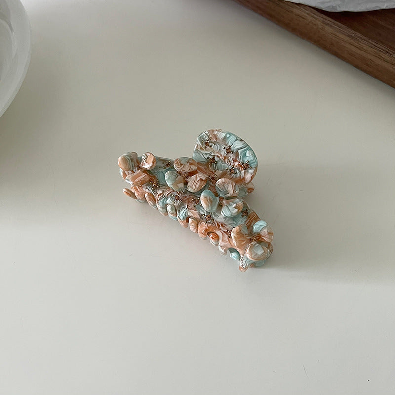 Vintage Rhinestone Flower Acetate Hair Claw